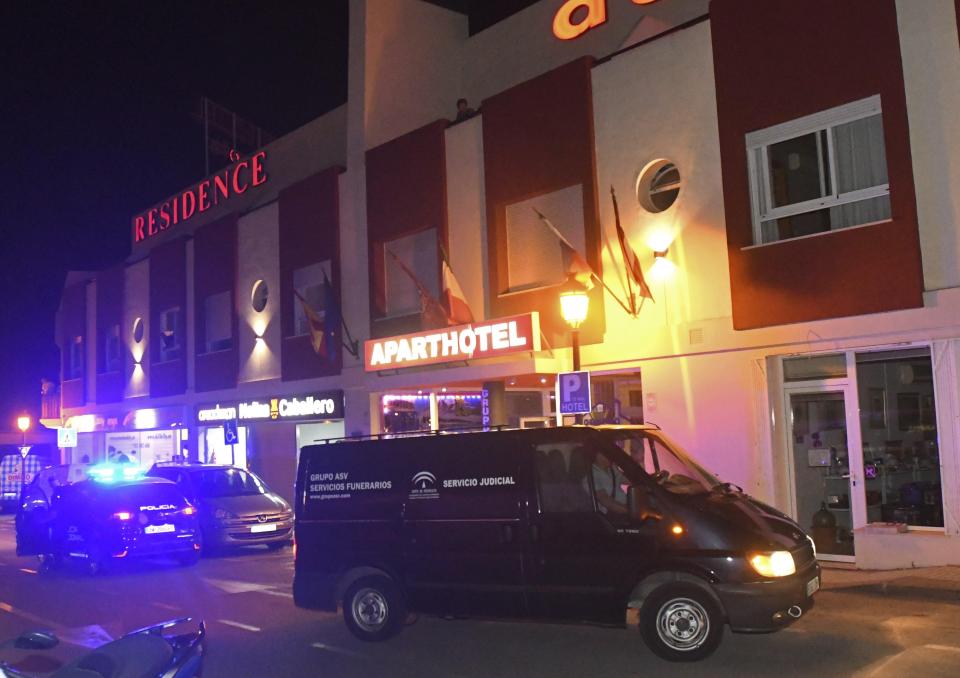  Vehicles outside the hotel in Malaga where the British con was killed