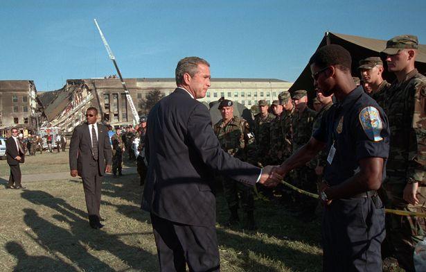  George W Bush also visited the Pentagon where a third plane crashed into the building