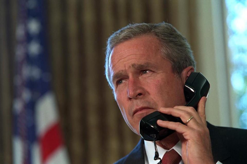  The President talks on the phone in the aftermath of 9/11