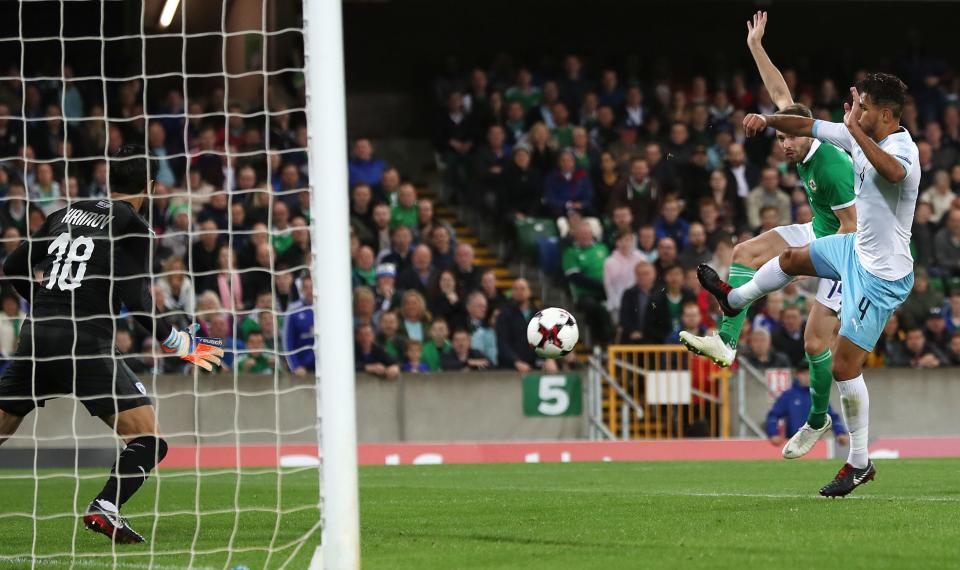  Leeds ace Stuart Dallas doubled Northern Ireland's lead with an expert volley