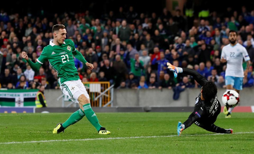  Northern Ireland forward Gavin Whyte netted just three minutes into his international debut