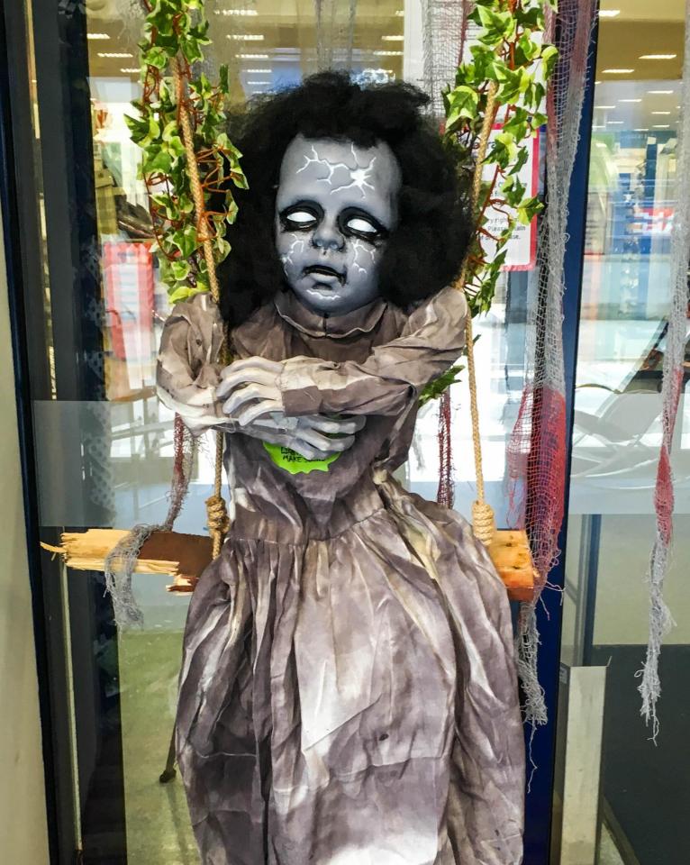  The 'zombie child' has been terrifying kids at The Range homeware and garden store in Plymstock, near Plymouth, Devon