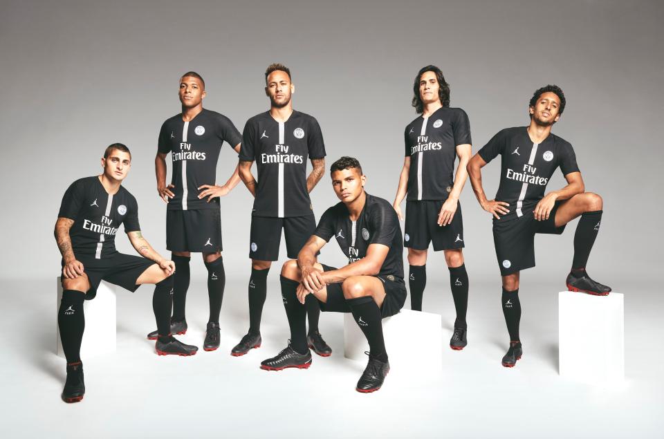 Paris Saint-Germain have unveiled their new black and white Jordan branded strip