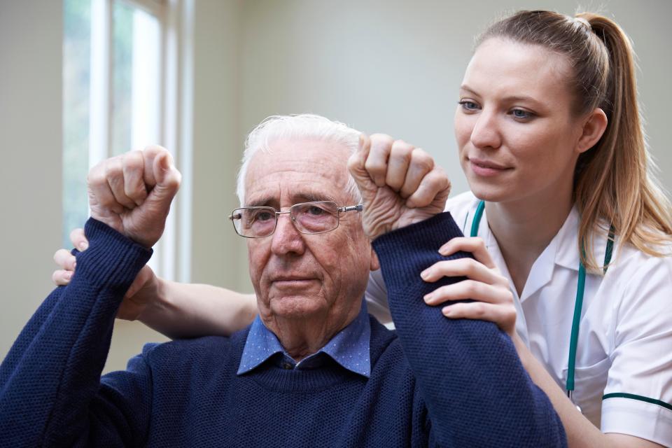 During a mini stroke - or a stroke - the person may not be able to lift their arms