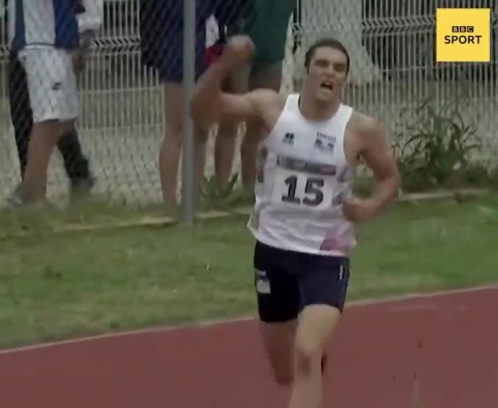  Valentin Prades raised his fist in celebration 50metres before the finishing line