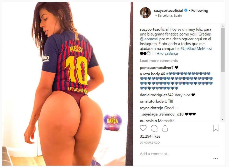  The Brazilian model was finally unblocked by Lionel Messi