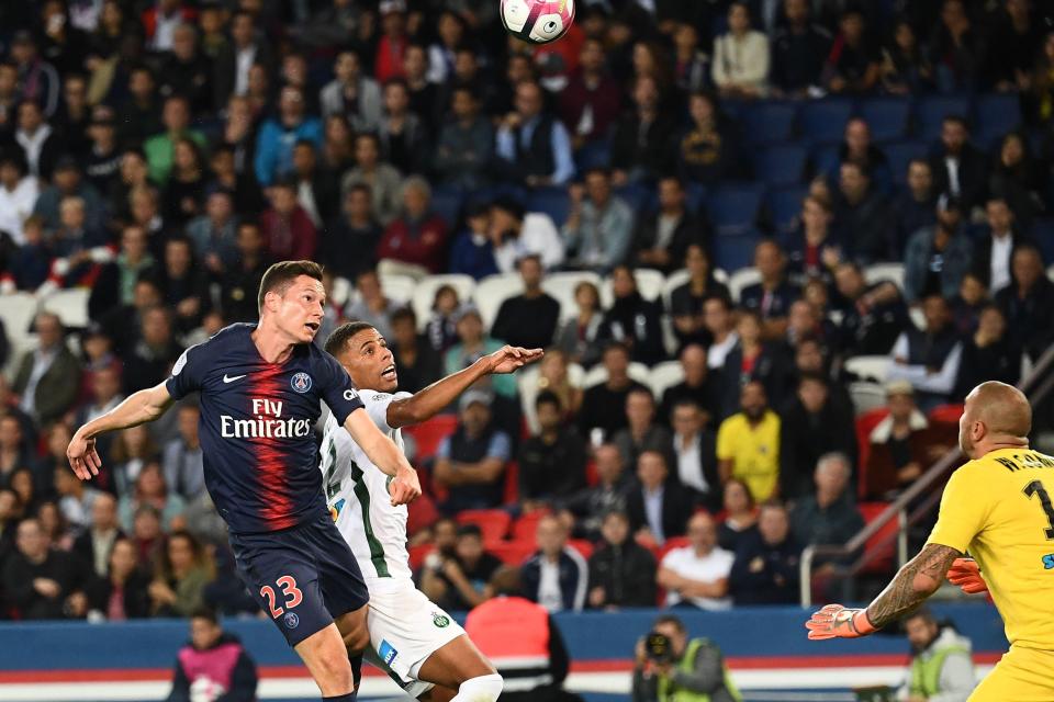 Julian Draxler nodded the ball over Stephane Ruffier in goal to make it 1-0