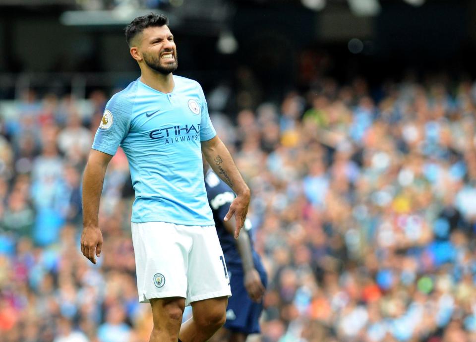  Aguero suffered an ankle injury and was taken off after 54 minutes as a precaution