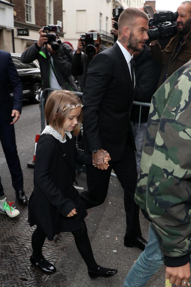  Harper held on tight to her dad's hand