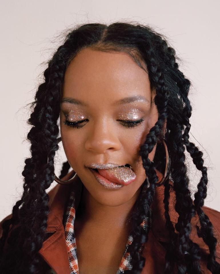  Rihanna posed with a mouth full of glitter in Allure magazine