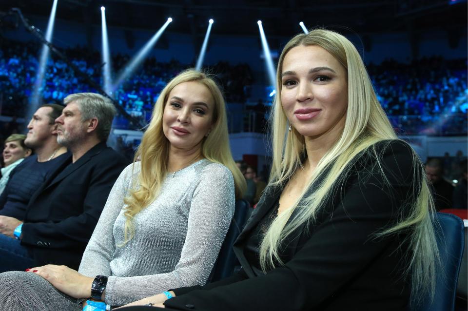  Yevgenia, right, is a regular feature at Povetkin's fights