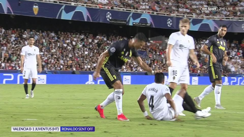  Ronaldo appeared to grab Murillo's hair and was given his marching orders