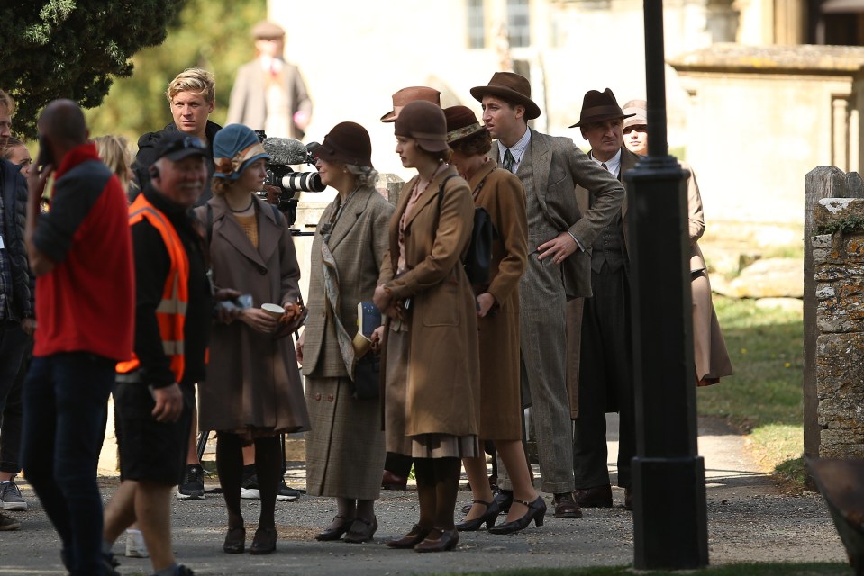 The cast and crew gathered to film in Bampton