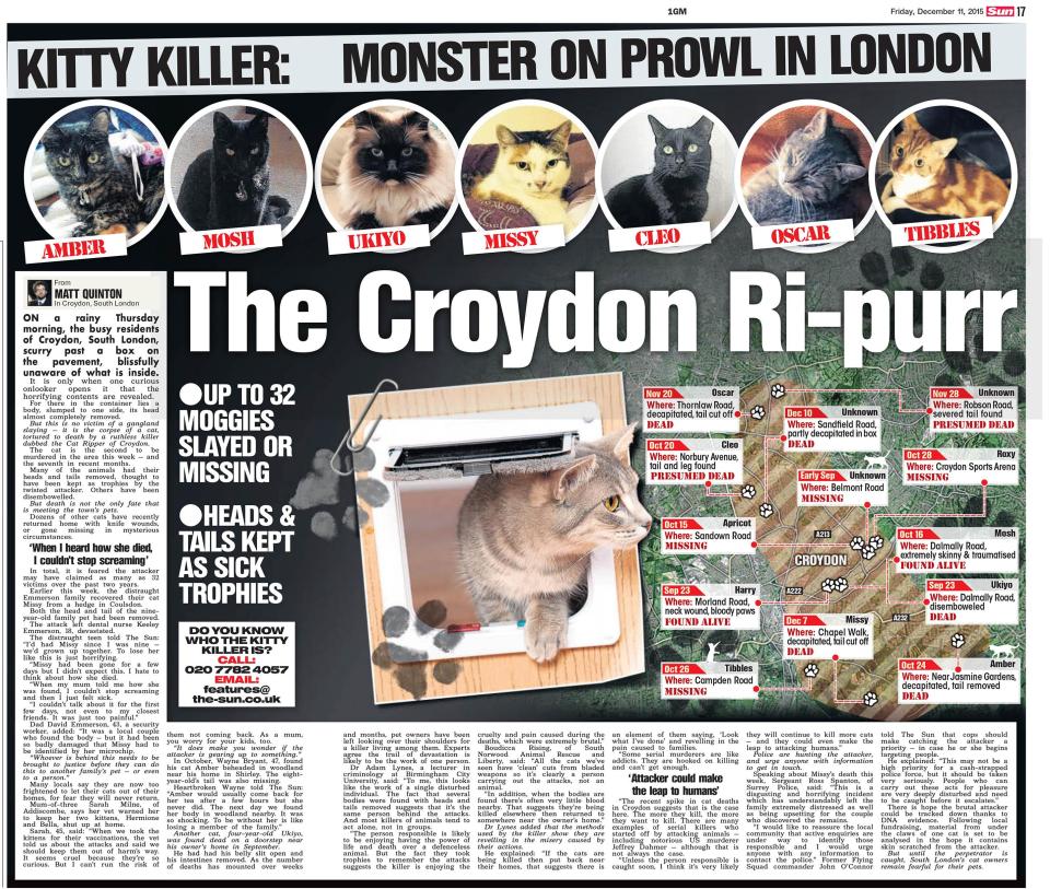  The Sun's coverage in 2015 of the string of killings