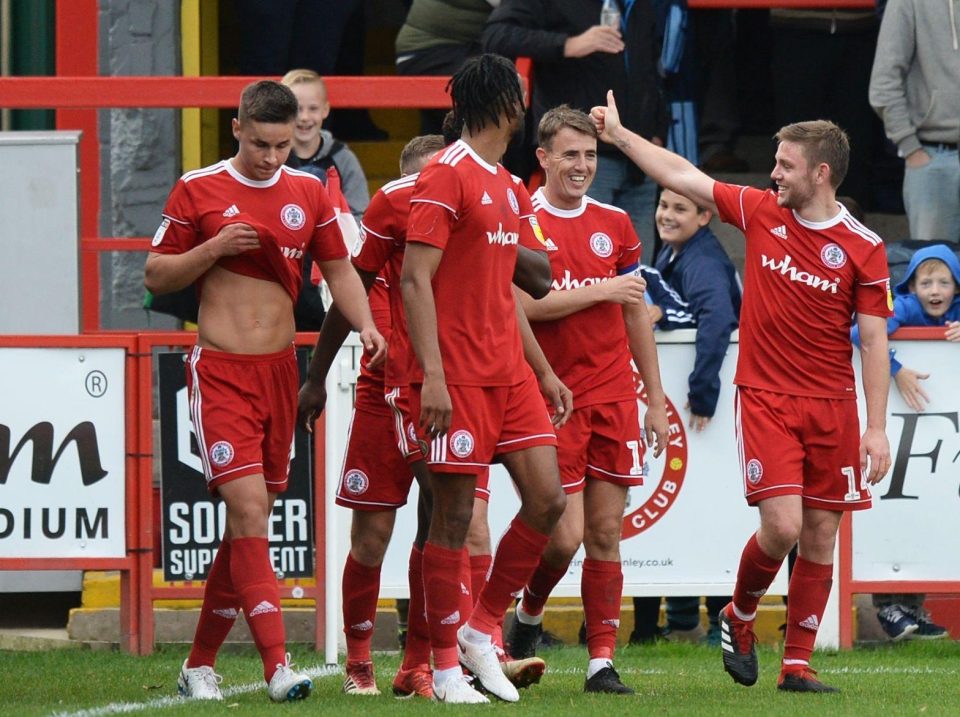  Sean McConville celebrates after scoring the second goal