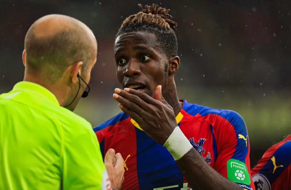  Zaha thinks referees will not take action until he has a "broken leg"