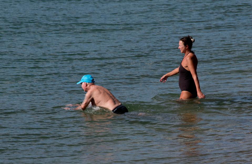  Swimmers brave the chill this morning in Portsmouth, Hants