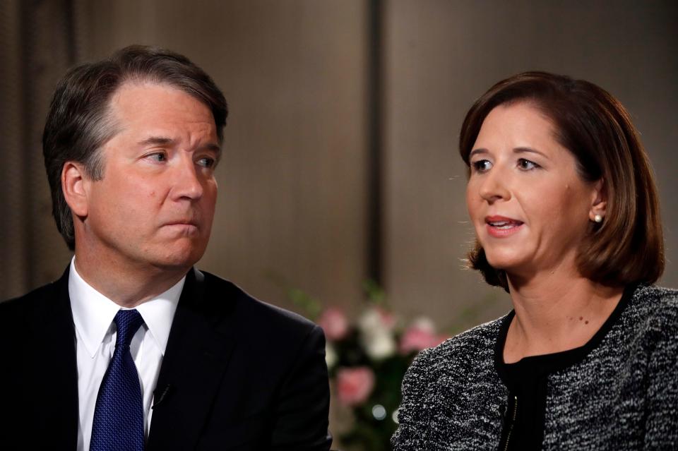  Kavanaugh, pictured with his wife during a Fox News interview, has denied all the accusations