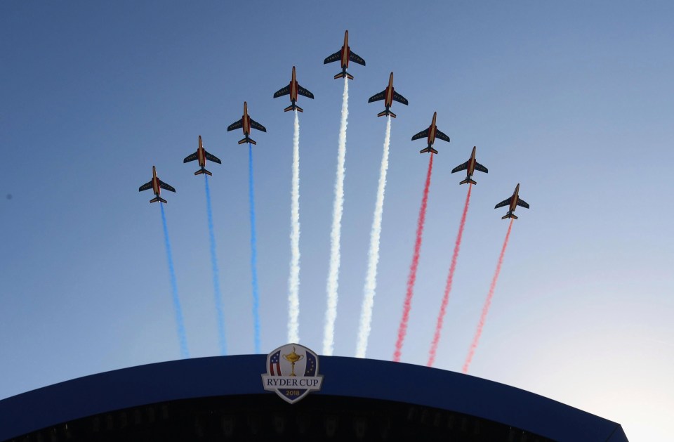 An air show took place as the ceremony commenced in France