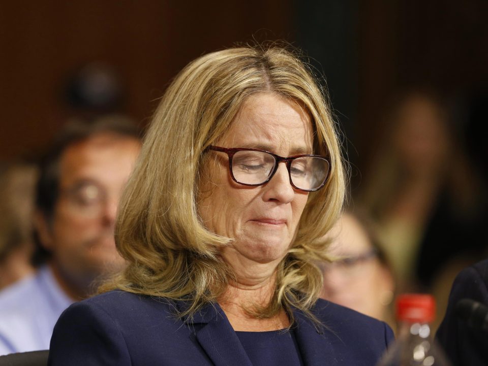 Just hours ago, Dr Ford sobbed as she claimed Kavanaugh pinned her down at a house party in 1982