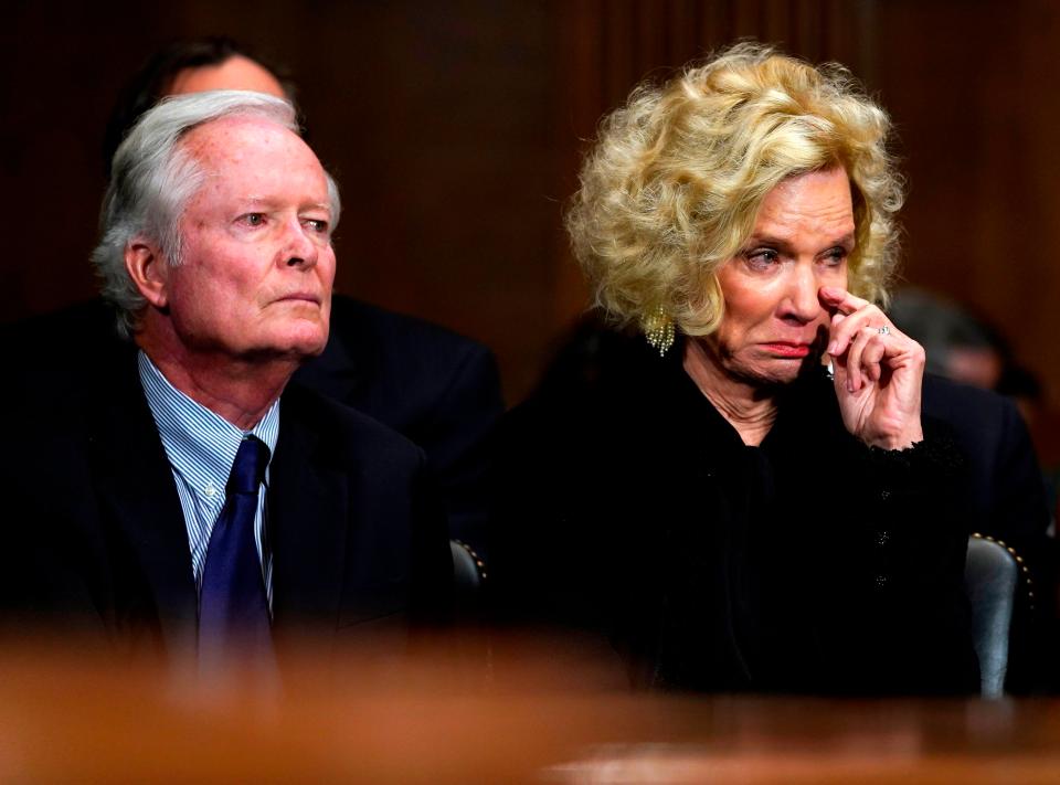 Kavanaugh's parents, Everett and Martha Kavanaugh, were seen wiping tears from their eyes