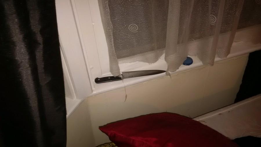  When police raided Anderson's home they found a number of knives including one down the back of his sofa