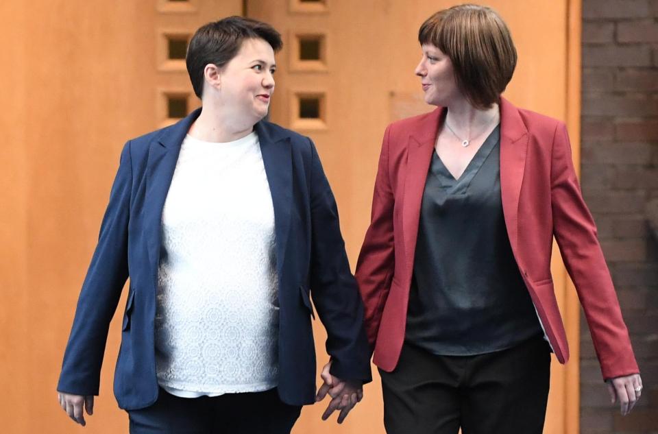  Ruth Davidson arrived at the conference with partner Jen Wilson yesterday. The Scottish Tory leader, whose baby is due at the end of this month, was given presents by Theresa May including a tiny No10 T-shirt. She gave the PM a gift of her own – an attack on Boris