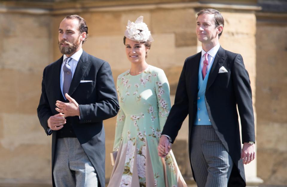  James, pictured with sister Pippa and her husband James Matthews