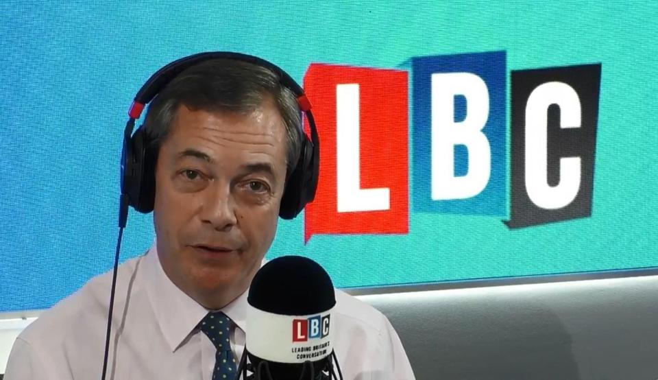  Nigel Farage announced he was resigning from Ukip on his LBC radio show