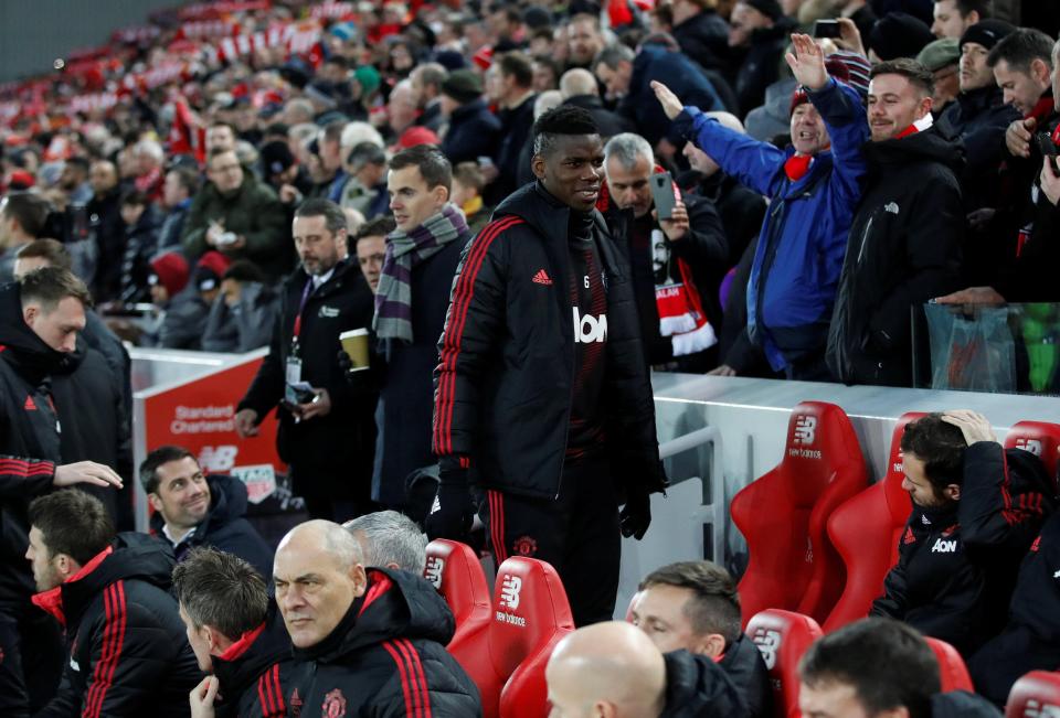  Club record signing Paul Pogba was stuck on the bench for the defeat to Liverpool on Sunday