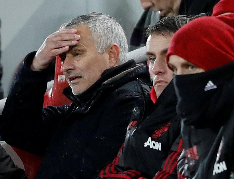  Jose Mourinho, reacting on the bench at Anfield, has been sacked by Manchester United