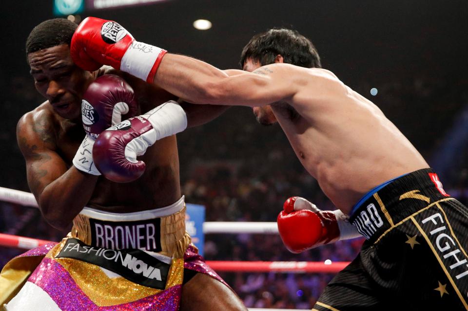  The southpaw Filipino marched Broner down with combinations