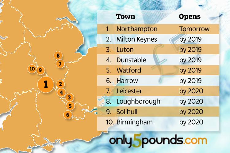  These are some of the locations where Only5Pounds.com shops will open