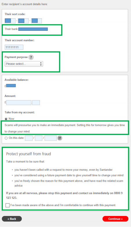 Customers will be shown where their money is going and asked to confirm they’ve read the bank’s warning about scams