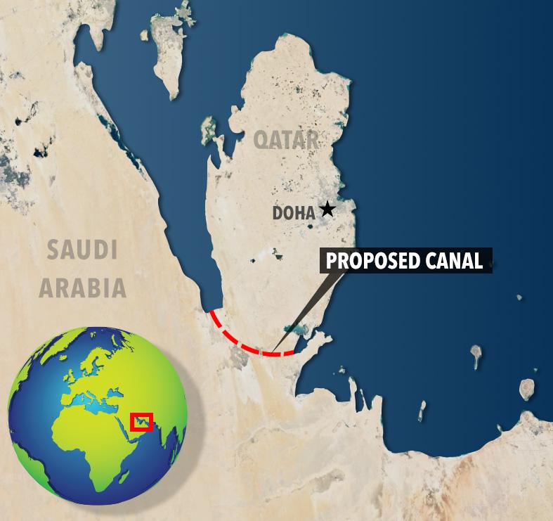  This map shows where the Saudis are planning to dig the canal which some say is a ploy to curb Qatari sovereignty