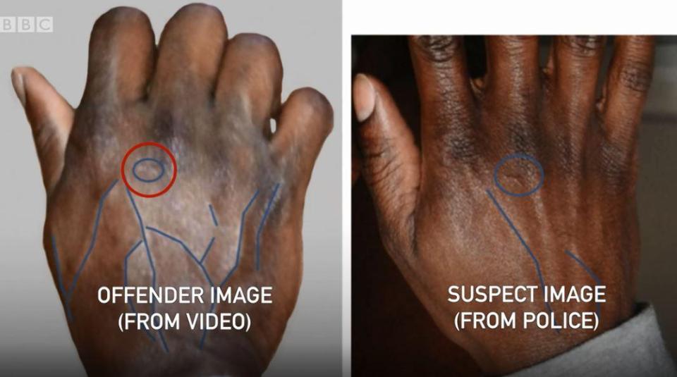  The hands in the video and what was taken in police custody