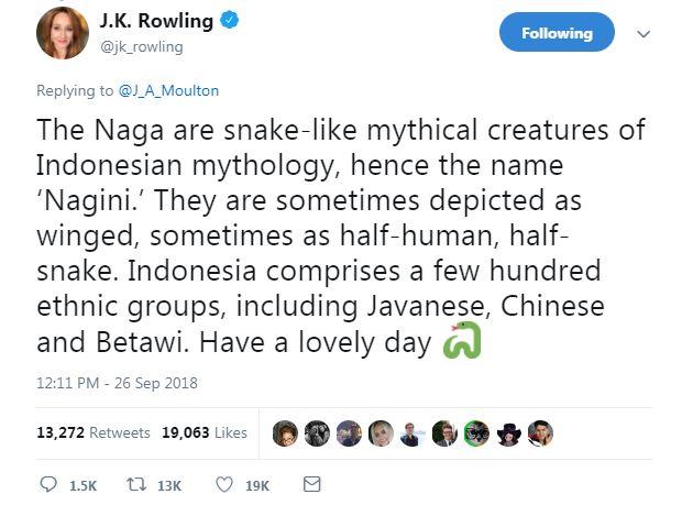  JK Rowling shared her views on the casting choice on Twitter