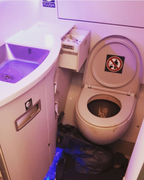 No matter how long the queue was for the other loo, there's no chance of passengers using this plane toilet 