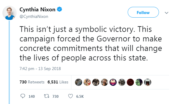  Nixon claimed that while many people dismissed her candidacy, Cuomo took her seriously