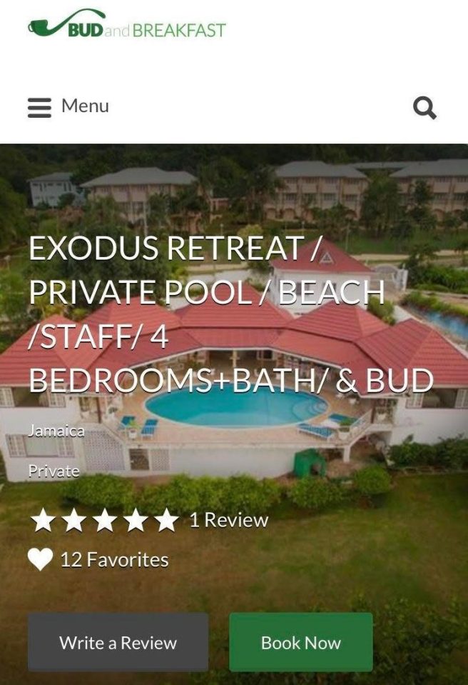  The Exodus Retreat property in Jamaica offers a cannabis on arrival