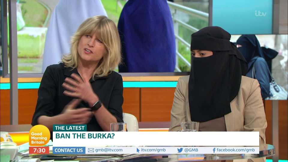 Rachel Johnson acknowledged Sahar Al-Faifi did not look like a letterbox during the debate over burkas