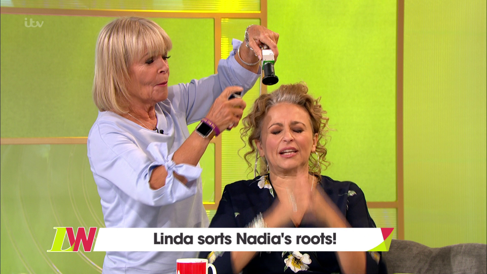  Linda Robson took it upon herself to spray Nadia's roots in at one point