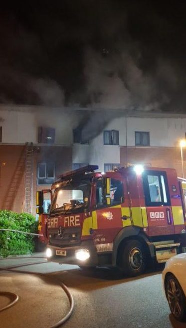  A woman was found dead and two people were taken to hospital after a fire ripped through Centurian Square, Woolwich