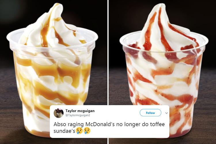 McDonald's has axed the Toffee and Strawberry Sundaes from its menu