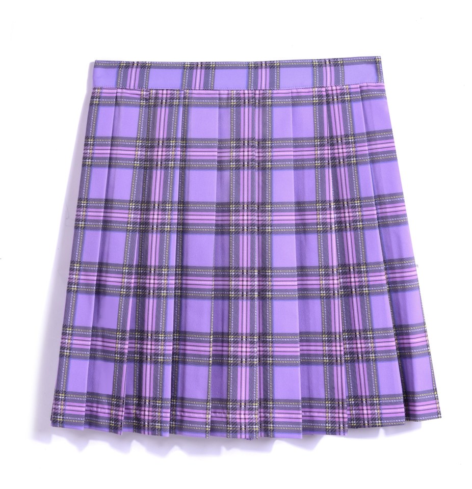 Tick three trend boxes with this lilac, pleated and tartan mini