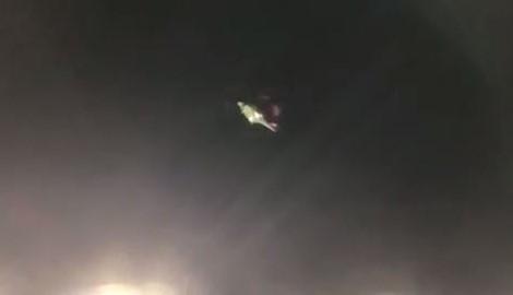 The chopper is seen rising up over the stadium