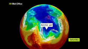  Once in the jet stream, the cold Arctic air will cause a build-up of high pressure over the Atlantic causing frost to form in Britain where skies are clear