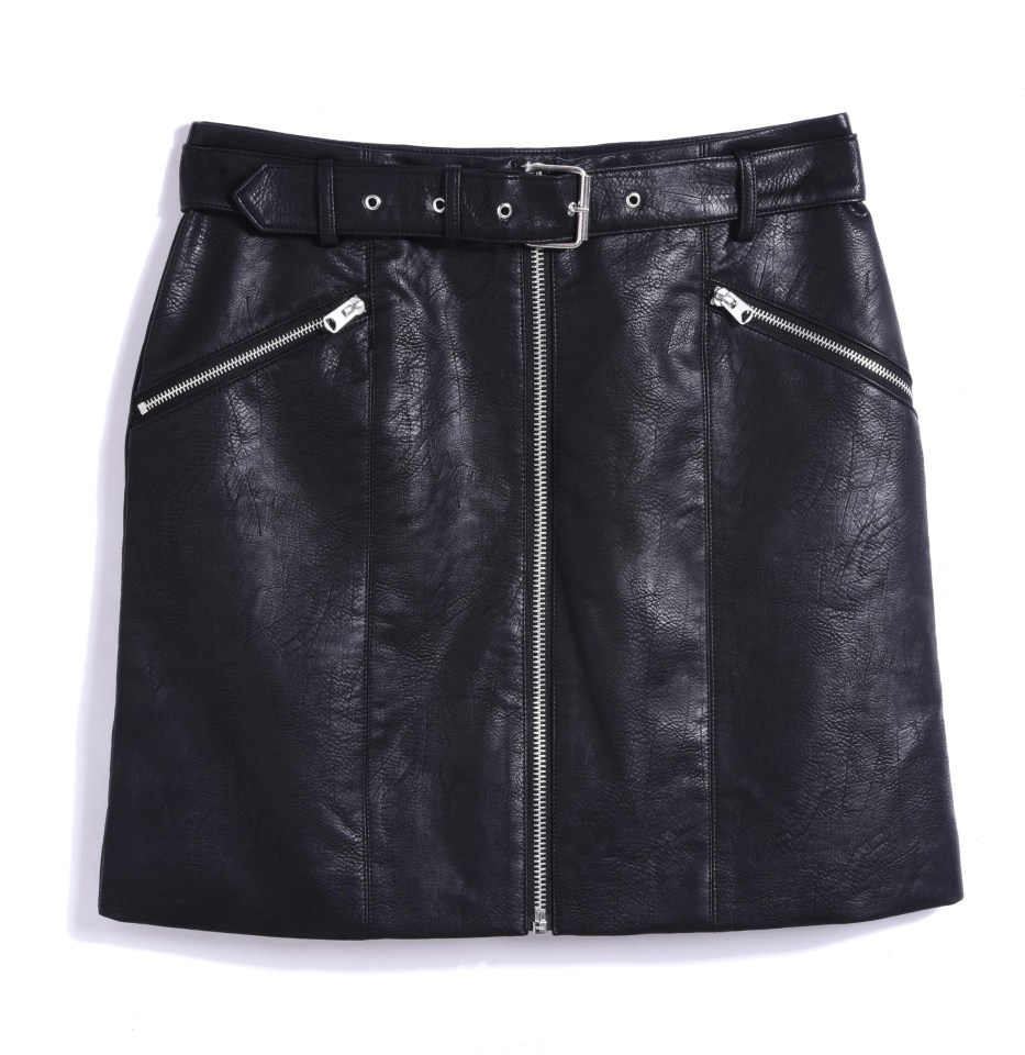 Zip it! No biker chick is without a black patent zip-detail mini