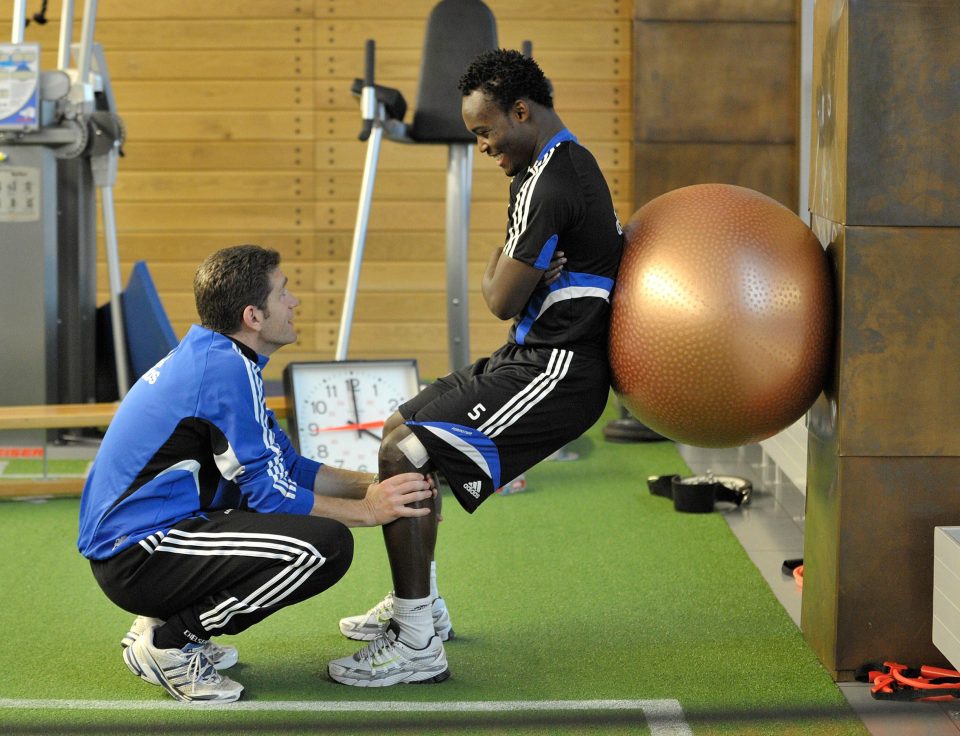  Essien trains during the week with Chelsea reserves at the club's Cobham HQ centre