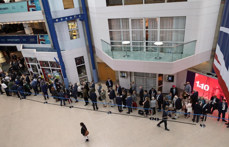  Tory activists were queuing up for the PM's speech hours in advance